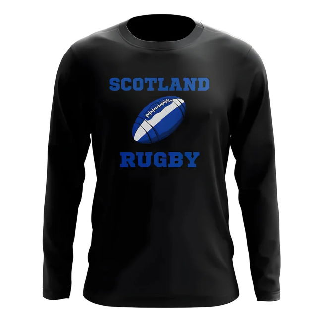 Scotland Rugby Ball Long Sleeve Tee (Black)