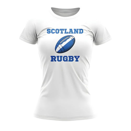 Scotland Rugby Ball T-Shirt (White) - Ladies