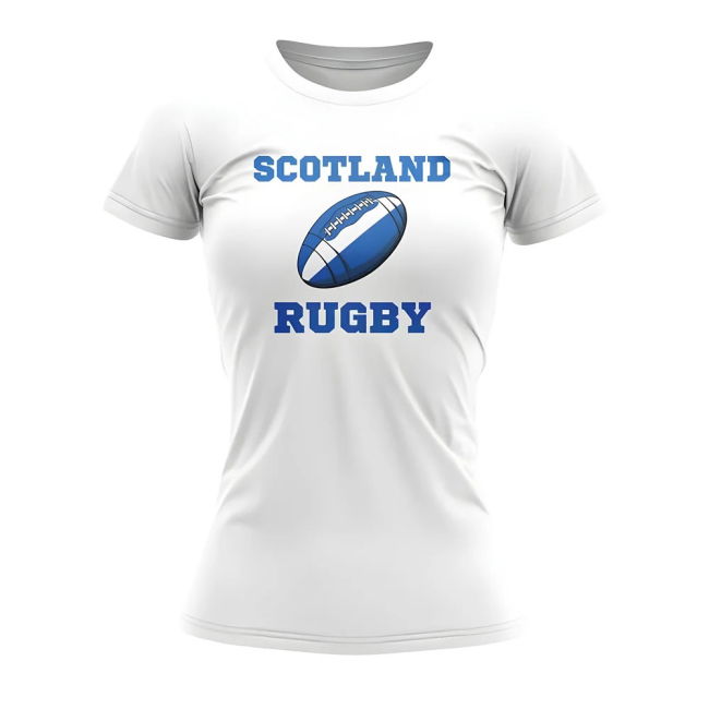 Scotland Rugby Ball T-Shirt (White) - Ladies