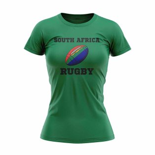South Africa Rugby Ball T-Shirt (Green) - Ladies