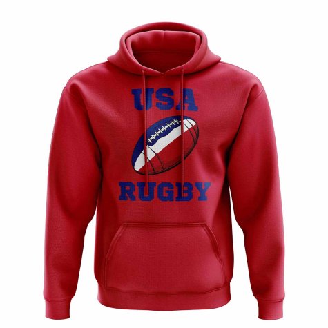 USA Rugby Ball Hoody (Red)
