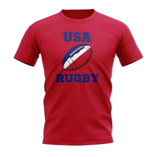 USA Rugby Ball T-Shirt (Red)