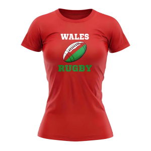 Wales Rugby Ball T-Shirt (Red) - Ladies