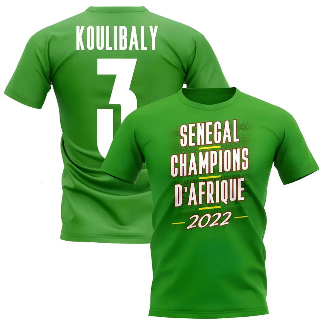 Kalidou Koulibaly 2022 Senegal African Nations Winners Tee (Green)