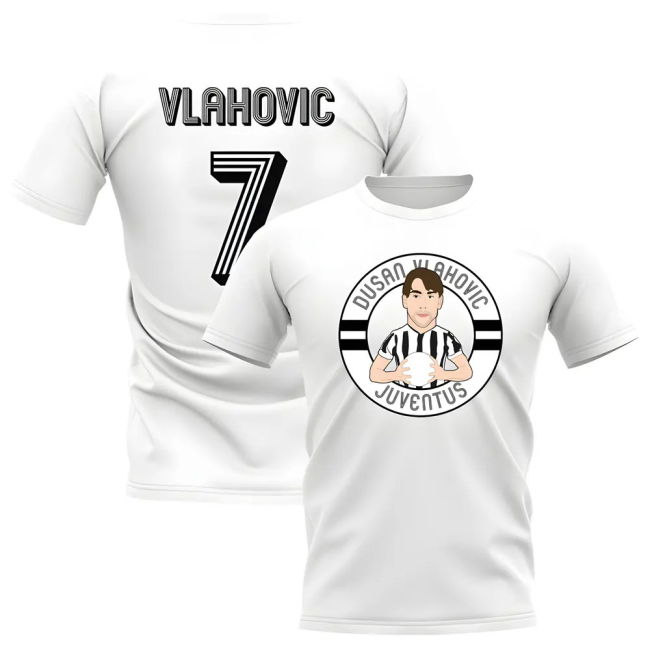 Dusan Vlahovic Juventus Illustration T-Shirt (White)