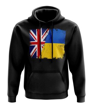 UK Ukraine Flag Hoody (Black)