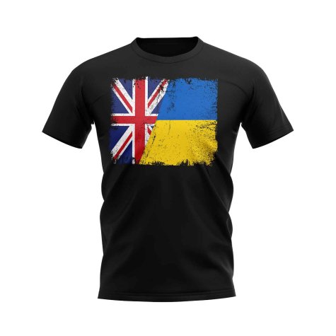 UK Ukraine Flag T-Shirt (Black)