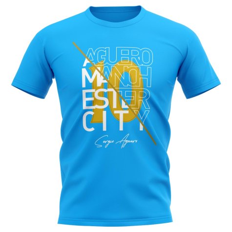 Sergio Aguero Man City Graphic Signature T-Shirt (Sky Blue)