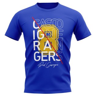 Paul Gascoigne Rangers Graphic Signature T-Shirt (Blue)