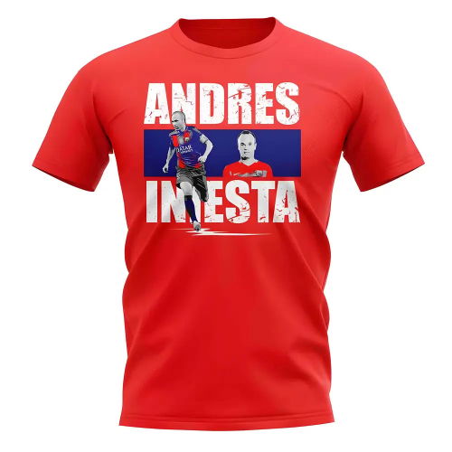 Andres Iniesta Player Collage T-Shirt (Red)