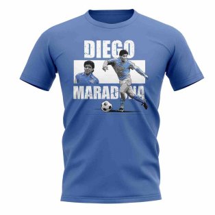 Diego Maradona Player Collage T-Shirt (Sky Blue)