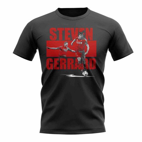 Steven Gerrard Player Collage T-Shirt (Black)
