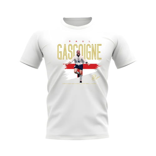 Paul Gascoigne England Football Celebration T-Shirt (White)