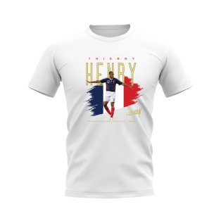 Thierry Henry France Football Celebration T-Shirt (White)