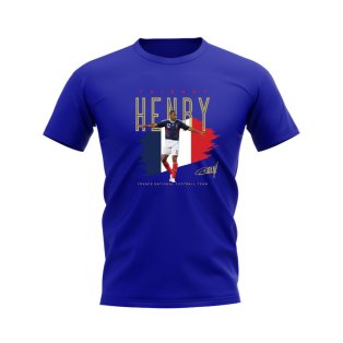 Thierry Henry France Football Celebration T-Shirt (Blue)