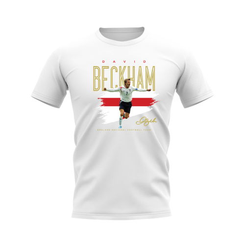 David Beckham England Football Celebration T-Shirt (White)