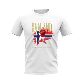 Erling Haaland Norway Football Celebration T-Shirt (White)