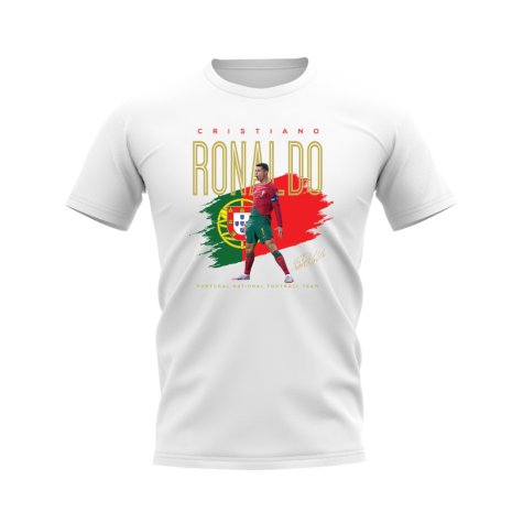 Cristiano Ronaldo Portugal Football Celebration T-Shirt (White)