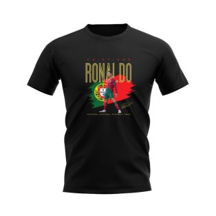 Cristiano Ronaldo Portugal Football Celebration T-Shirt (Black)