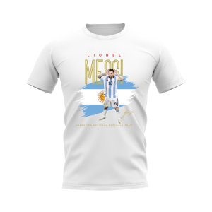 Lionel Messi Argentina Football Celebration T-Shirt (White)
