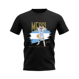 Lionel Messi Argentina Football Celebration T-Shirt (Black)