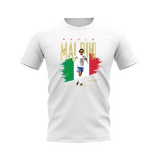 Paolo Maldini Italy Football Celebration T-Shirt (White)