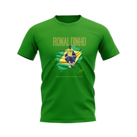 Ronaldinho Brazil Image T-Shirt (Green)