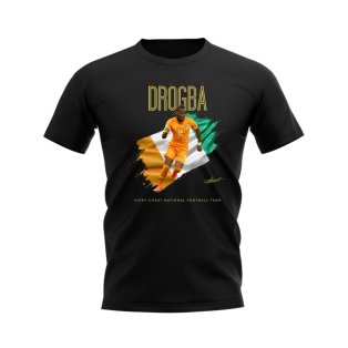 Didier Drogba Ivory Coast Image Football Shirt (Black)
