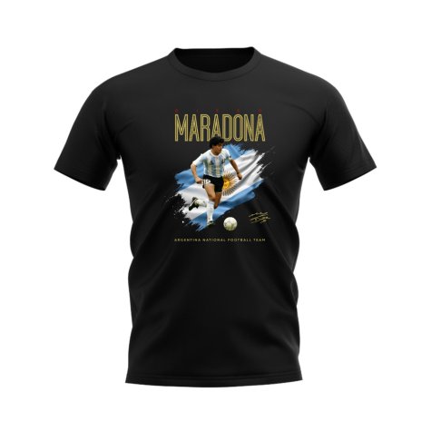 Diego Maradona Argentina Image T-Shirt (Black)