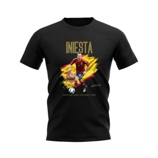 Andres Iniesta Spain Image T-Shirt (Black)