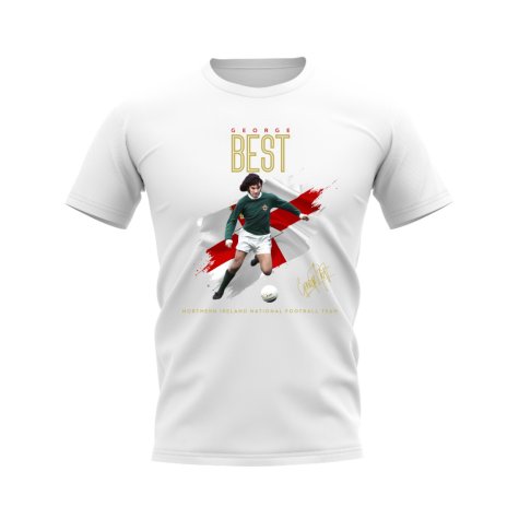 George Best Northern Ireland Image T-Shirt (White)