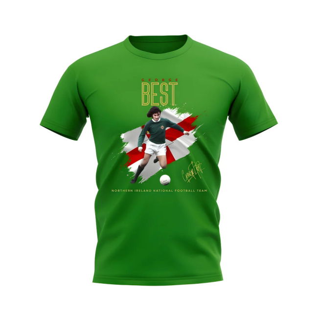 George Best Northern Ireland Image T-Shirt (Green)
