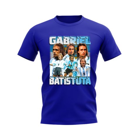 Gabriel Batistuta Argentina Bootleg T-Shirt (Blue)