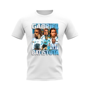 Gabriel Batistuta Argentina Bootleg T-Shirt (White)