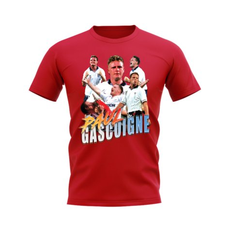 Paul Gascoigne England Bootleg T-Shirt (Red)