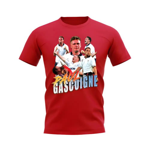 Paul Gascoigne England Bootleg T-Shirt (Red)