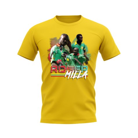 Roger Milla Cameroon Bootleg T-Shirt (Yellow)