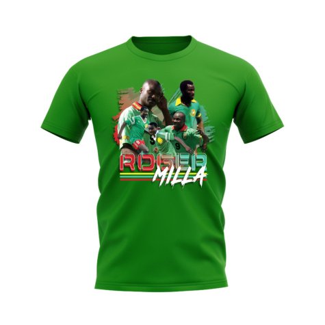 Roger Milla Cameroon Bootleg T-Shirt (Green)