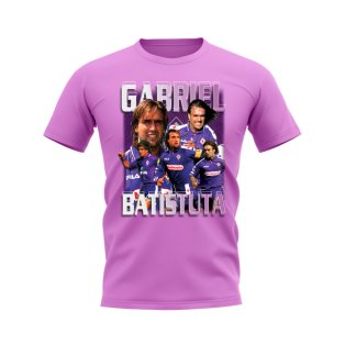 Gabriel Batistuta Fiorentina Bootleg T-Shirt (Pink)
