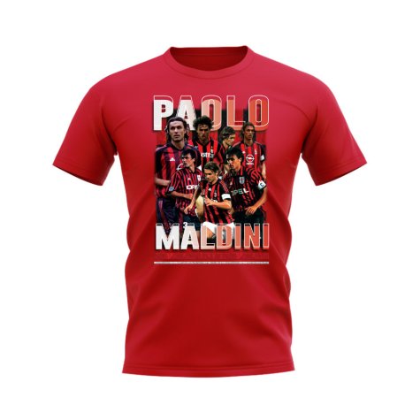 Paolo Maldini AC Milan Bootleg T-Shirt (Red)