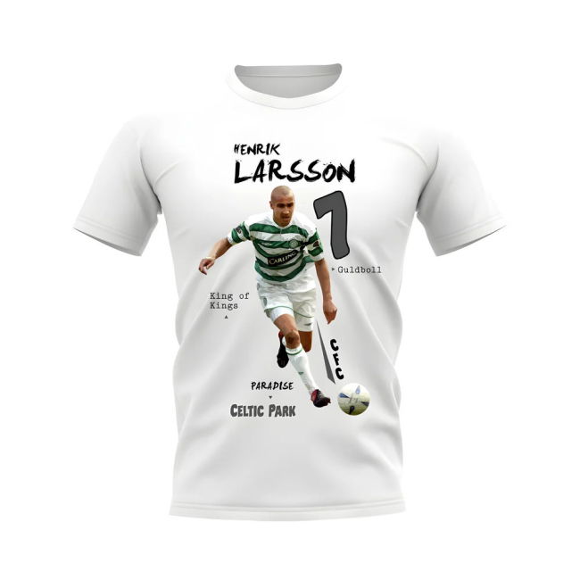 Henrik Larsson Celtic Graphic T-Shirt (White)