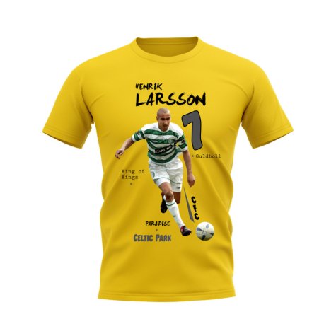 Henrik Larsson Celtic Graphic T-Shirt (Yellow)