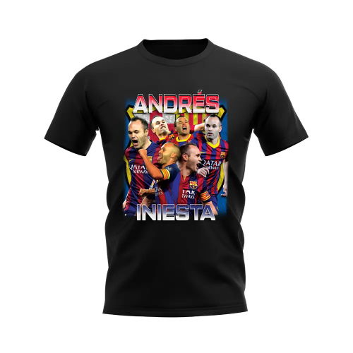 Andres Iniesta Barcelona Bootleg T-Shirt (Black)