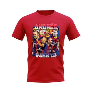 Andres Iniesta Barcelona Bootleg T-Shirt (Red)