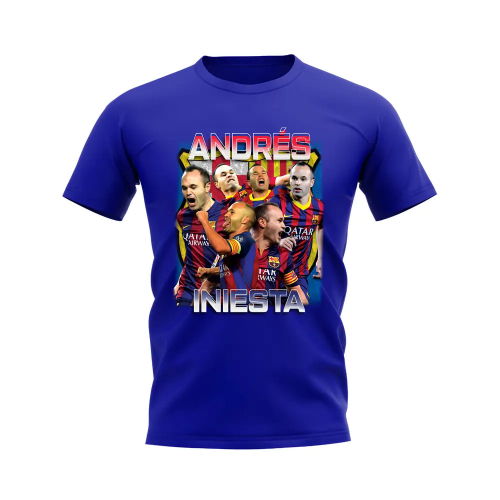 Andres Iniesta Barcelona Bootleg T-Shirt (Blue)