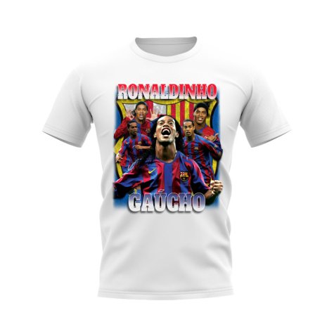 Ronaldinho Barcelona Bootleg T-Shirt (White)