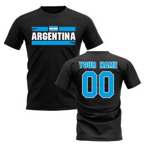 Personalised Argentina Fan Football T-Shirt (Black)