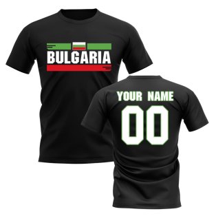 Personalised Bulgaria Fan Football T-Shirt (black)