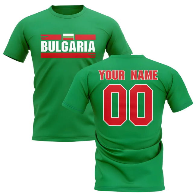 Personalised Bulgaria Fan Football T-Shirt (green)