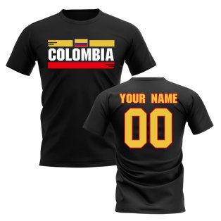 Personalised Colombia Fan Football T-Shirt (black)